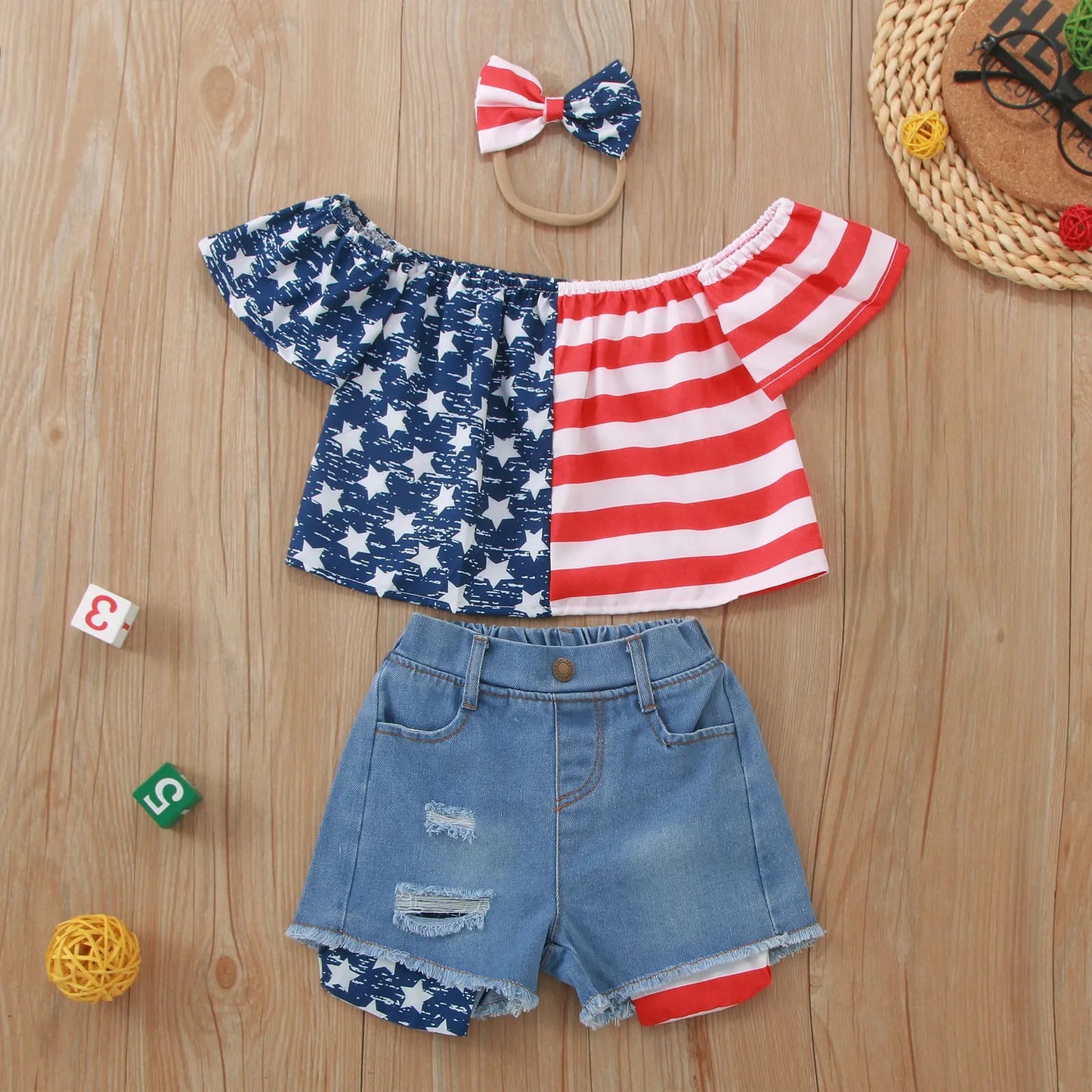 Girls 4th of July Denim Set