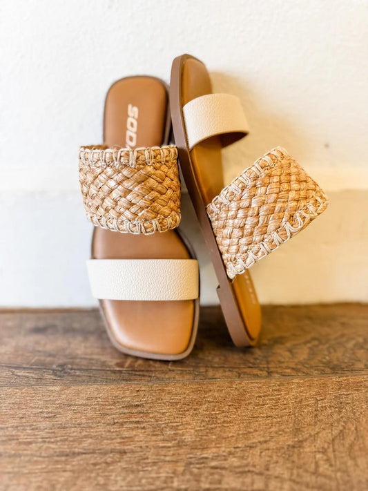 Wicker/Cream strap Sandals