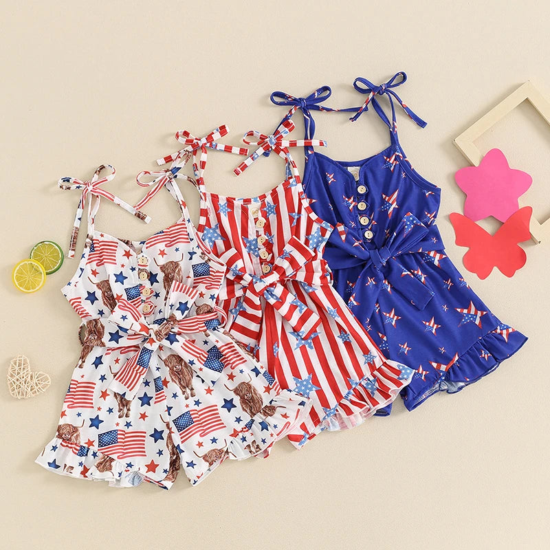 Girls 4th of July Romper