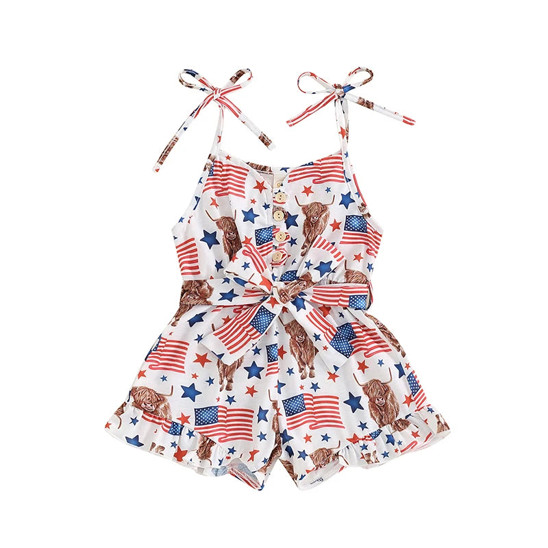 Girls 4th of July Romper